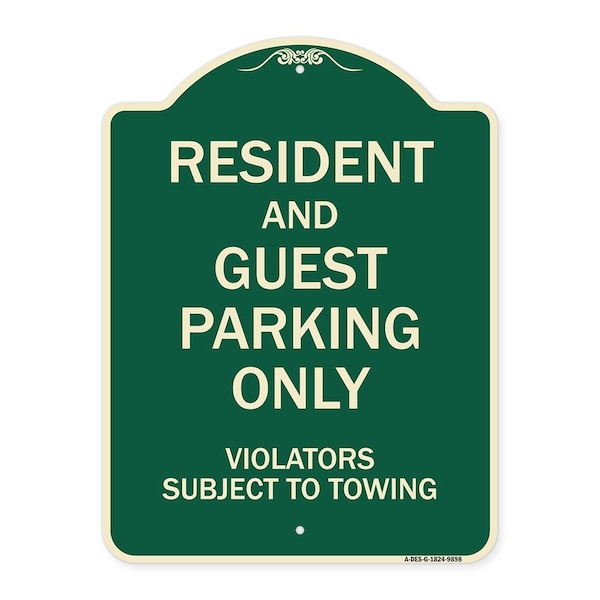 Signmission Designer Series-Resident And Guest Parking Only Violators Subject To Towing, 24" x 18", G-1824-9898 A-DES-G-1824-9898 - main